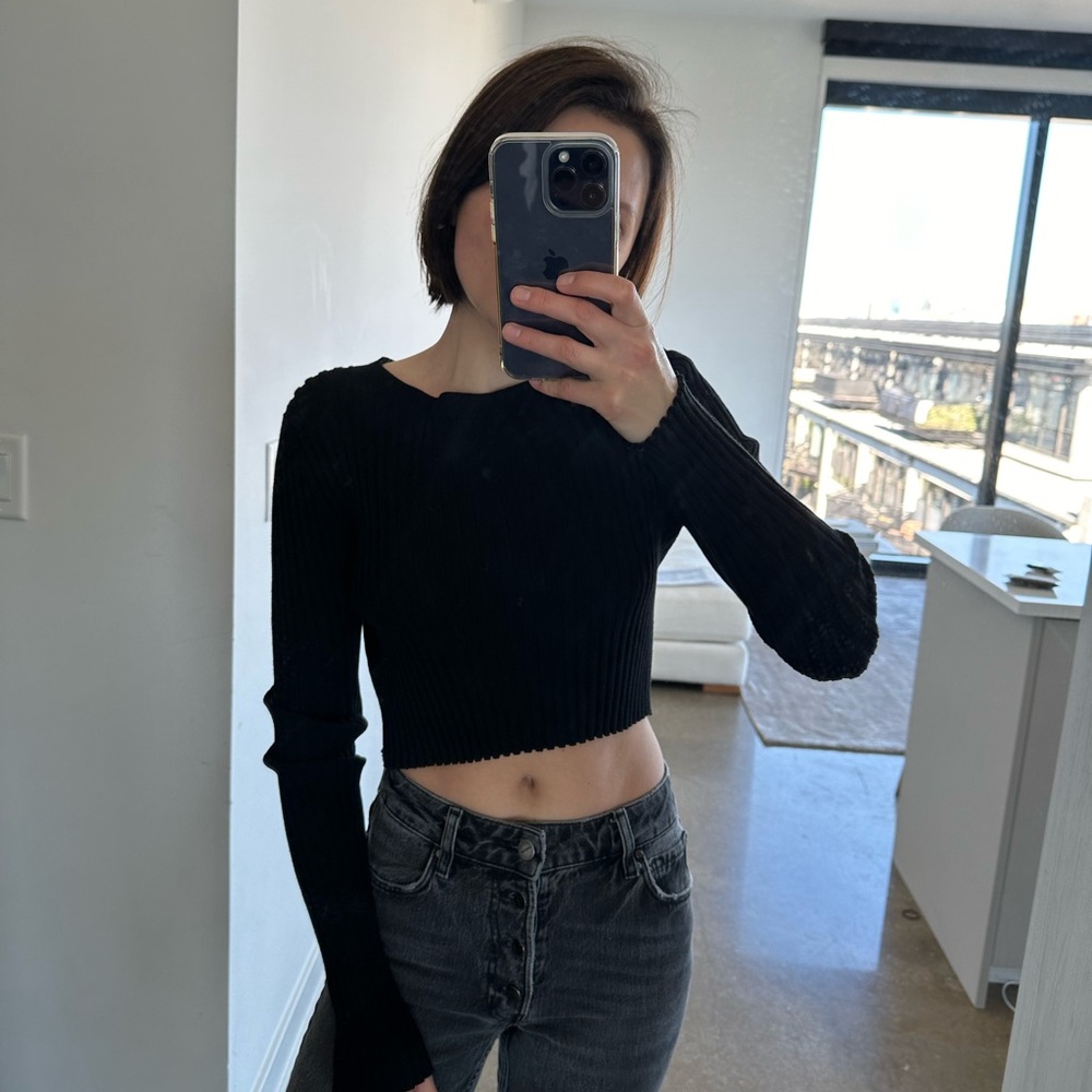 Zara black sweater crop top
